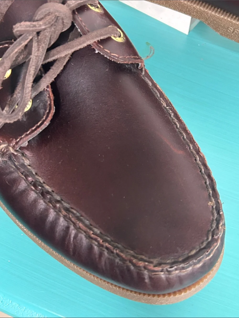 Sperry Top Siders Men’s Dark Brown Amaretto Leather Moc Toe Boat Shoes